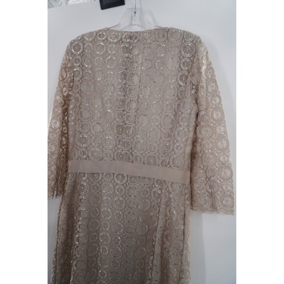 Etcetera Metallic Lace Formal Cocktail Wedding/Mother of Bride Midi Dress Size 6 - Picture 4 of 10